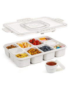 Contenedor Snackle Box Caperci Grande 10 Compartimentos Blanco