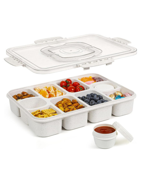 Contenedor Snackle Box Caperci Grande 10 Compartimentos Blanco