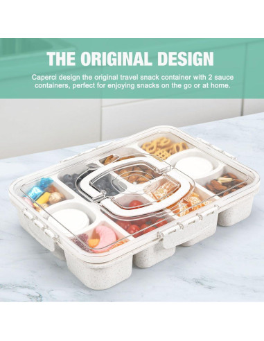 Contenedor Snackle Box Caperci Grande 10 Compartimentos Blanco