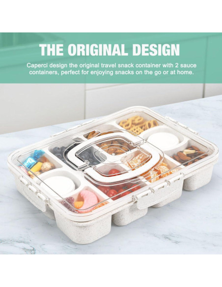 Contenedor Snackle Box Caperci Grande 10 Compartimentos Blanco