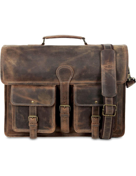 Maletín de cuero Komal para laptop 45.72 cm unisex