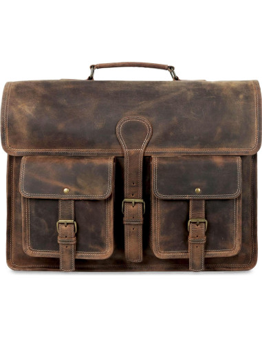 Maletín de cuero Komal para laptop 45.72 cm unisex