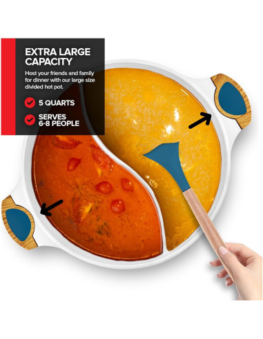 Olla Dividida Antiadherente Innovaciones Modernas 5L Azul