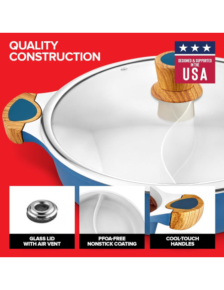 Olla Dividida Antiadherente Innovaciones Modernas 5L Azul