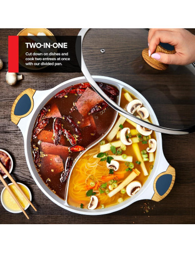 Olla Dividida Antiadherente Innovaciones Modernas 5L Azul