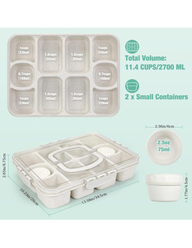 Contenedor Snackle Box Caperci Grande 10 Compartimentos Blanco