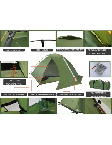 Tienda de Camping Clostnature Libra 2 Personas 4 Estaciones