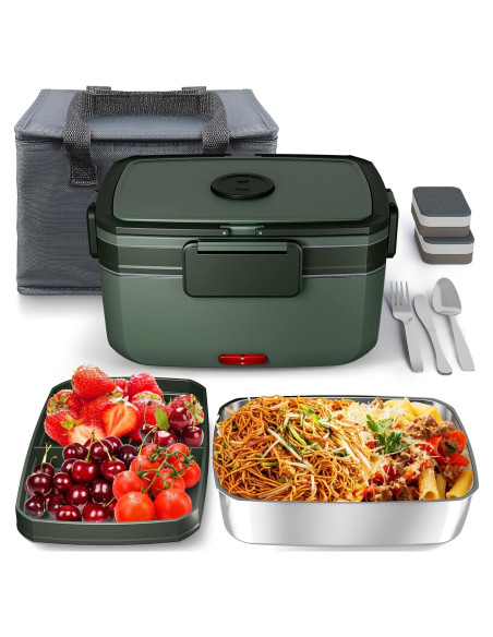 Caja de Almuerzo Calentada Eléctrica Sitlais 3L Verde Doble Capa