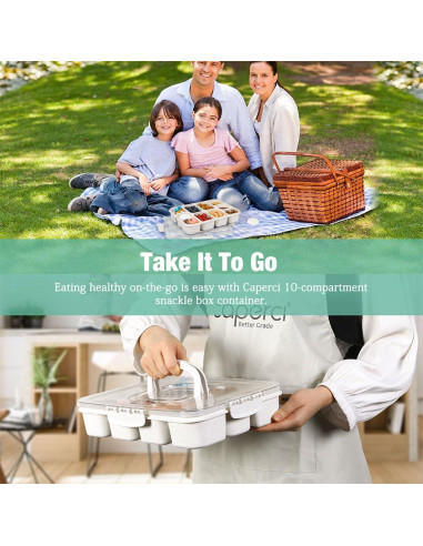 Contenedor Snackle Box Caperci Grande 10 Compartimentos Blanco