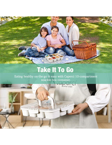 Contenedor Snackle Box Caperci Grande 10 Compartimentos Blanco