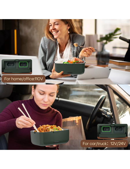 Caja de Almuerzo Calentada Eléctrica Sitlais 3L Verde Doble Capa