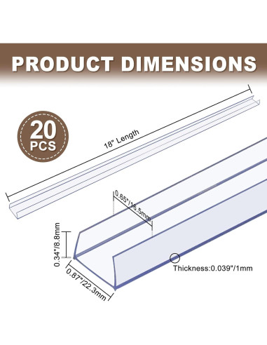 20 Piezas Protector de Borde de Gabinete CHolic 45.72cm 19.05mm