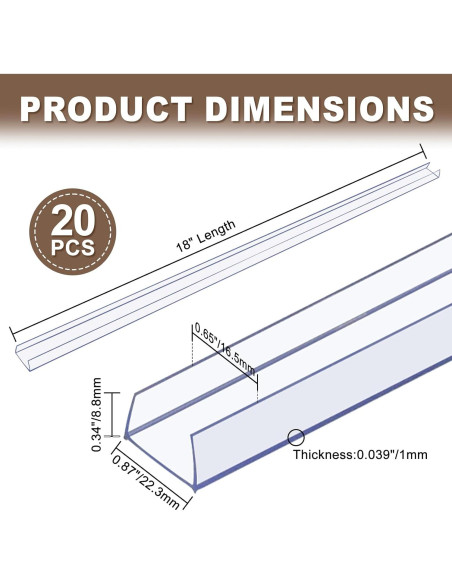 20 Piezas Protector de Borde de Gabinete CHolic 45.72cm 19.05mm