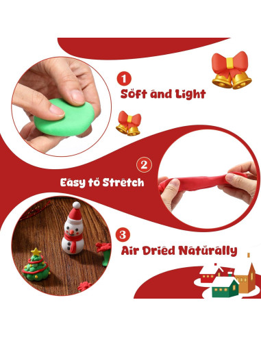 72 Piezas Arcilla Secado al Aire VioraWhite 1.08 kg Color Navidad