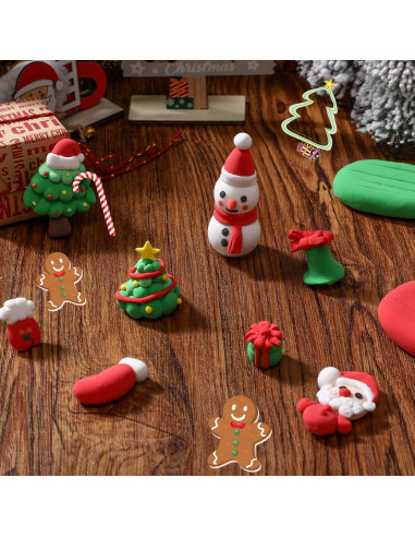 72 Piezas Arcilla Secado al Aire VioraWhite 1.08 kg Color Navidad