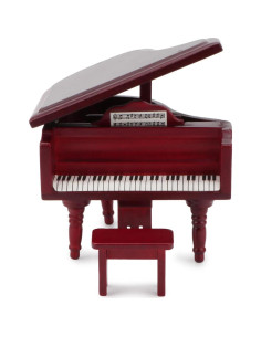 Piano en Miniatura Cutemini Rojo 1:12 con Taburete 2