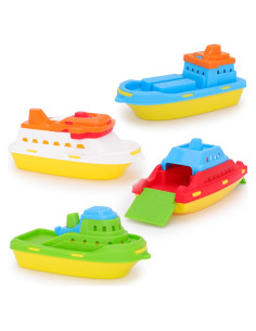 Pack de 4 Barcos de Juguete Toyland - Carga, Crucero, Pesca, Contenedor