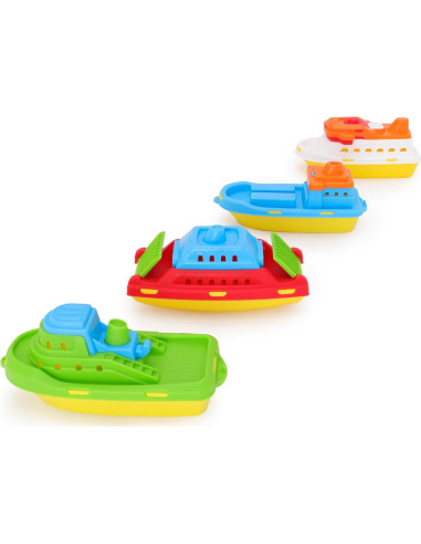 Pack de 4 Barcos de Juguete Toyland - Carga, Crucero, Pesca, Contenedor