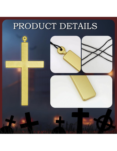 Collar Cruz de Plástico Grande Daystart Dorado para Disfraz