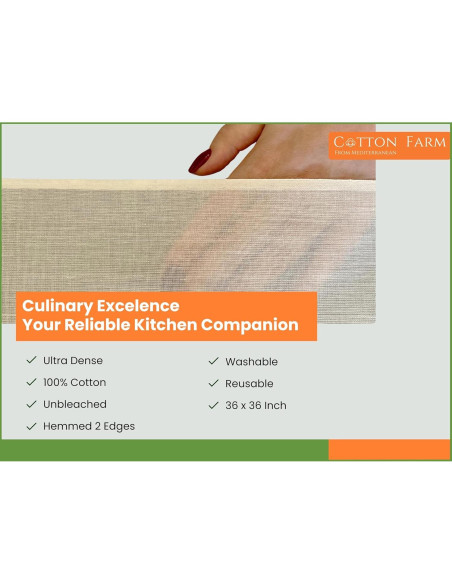 Pano de Queso Algodón Farm 91x91 cm Grado 100 Reutilizable