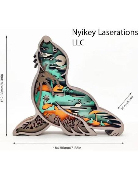 Luz Nocturna LED 3D Animal de Madera Genérica - Decoración