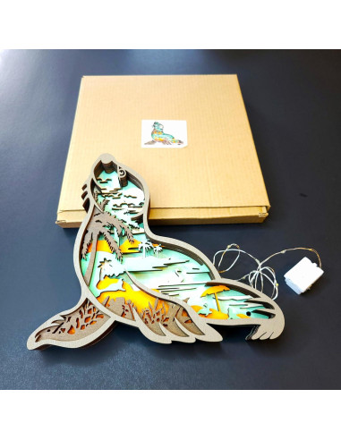 Luz Nocturna LED 3D Animal de Madera Genérica - Decoración