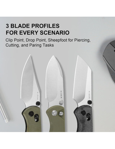 Cuchillo de Bolsillo Kizer Drop Bear 2 7.24 cm Nitro-V Micarta Verde