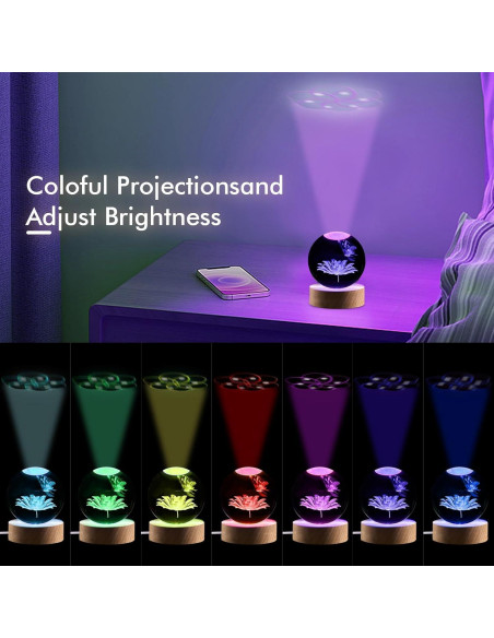 Luz Nocturna 3D de Cristal Mariposa Shellvcase 8 cm con Control Remoto