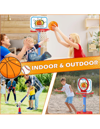 Canasta de Baloncesto Ajustable Flyart 4 en 1 para Niños