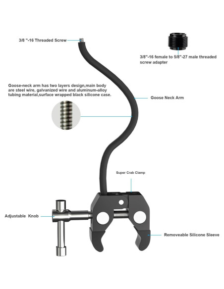 Soporte de Micrófono Cuello de Ganso MK0108 Ajustable 50 cm