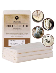 Gasa de Queso Grado 90 S.CENG 4 Yardas 100% Algodón Sin Blanquear