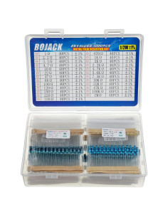 Kit de Resistencias BOJACK 1000 Pcs 25 Valores 1 Ohm-1M Ohm 1/2W