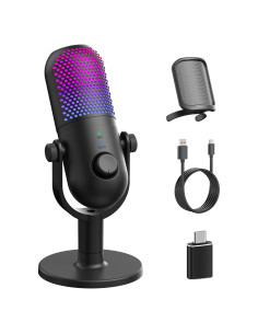 Micrófono USB GUEVWES ZTD39 para Gaming y Streaming Negro
