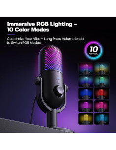 Micrófono USB GUEVWES ZTD39 para Gaming y Streaming Negro 2