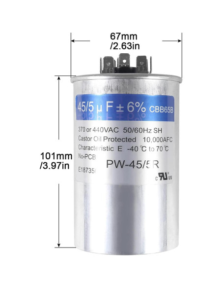 Paquete de 2 Capacitores de Arranque 45+5uF CBB65 UMLIFE