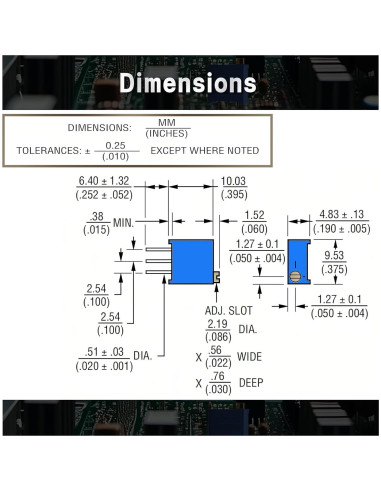 Kit de Potenciómetros 60Pcs Fielect 3296W 100 a 500K Ohm