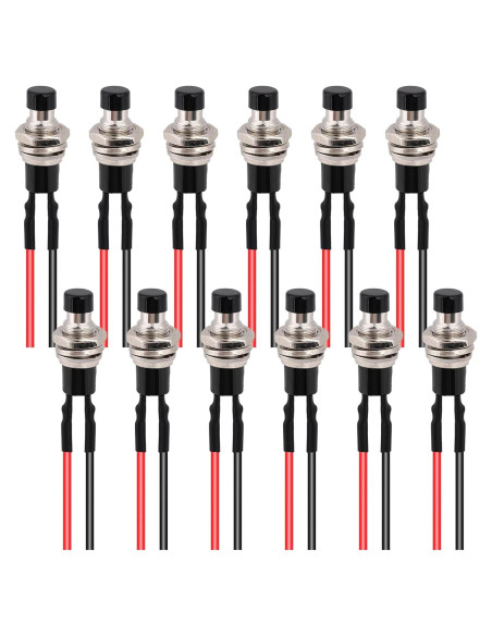 12 Interruptores Pulsadores Momentáneos 7mm Salbsever 12V