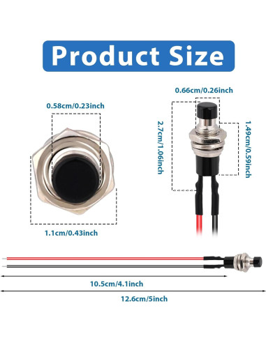 12 Interruptores Pulsadores Momentáneos 7mm Salbsever 12V