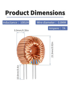 Kit 2 Pcs Inductor Toroide 100uH 0.8mm FOCMKEAS 2