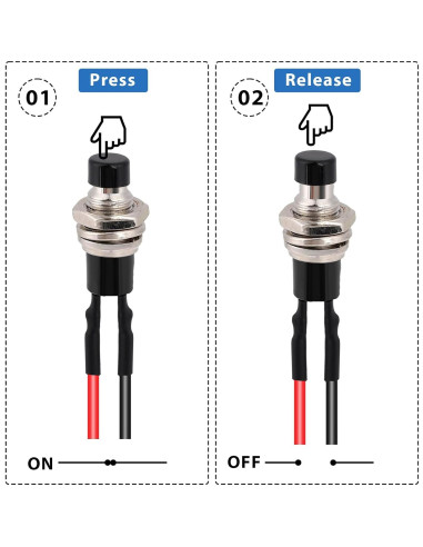 12 Interruptores Pulsadores Momentáneos 7mm Salbsever 12V