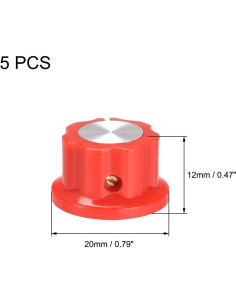 Perillas de Control Rotativas uxcell 5 Pcs 6.4mm Rojas 2