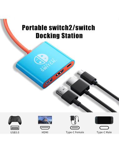 Adaptador USB C a HDMI DUEQID para Switch 2 4K 100W