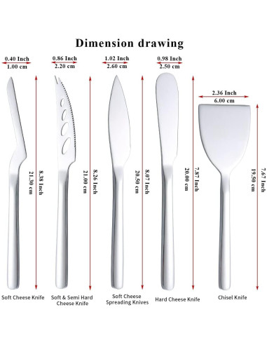 Juego de cuchillos para queso Berglander 5 piezas acero inoxidable