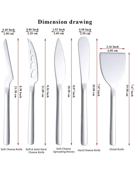 Juego de cuchillos para queso Berglander 5 piezas acero inoxidable