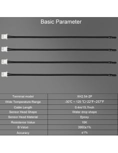 Sonda Termistora NTC 10K Epóxica 40cm 4 Pcs para Aire Acondicionado 2