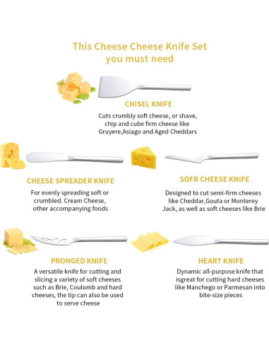 Juego de cuchillos para queso Berglander 5 piezas acero inoxidable