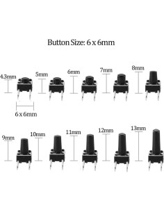 Kit de 200 Interruptores Táctiles 6x6mm hiBCTR con 10 Alturas 2