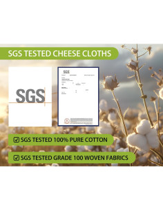 Paños de Queso Olicity 20x20 cm, 100% Algodón Orgánico - 2 Piezas 2