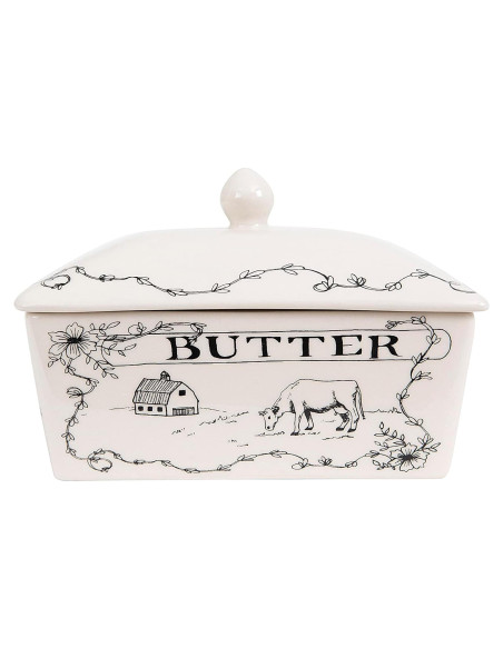 Plato de Mantequilla Creative Co-Op con Tapa 17.15x10.16cm