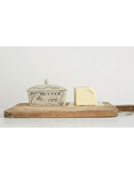 Plato de Mantequilla Creative Co-Op con Tapa 17.15x10.16cm